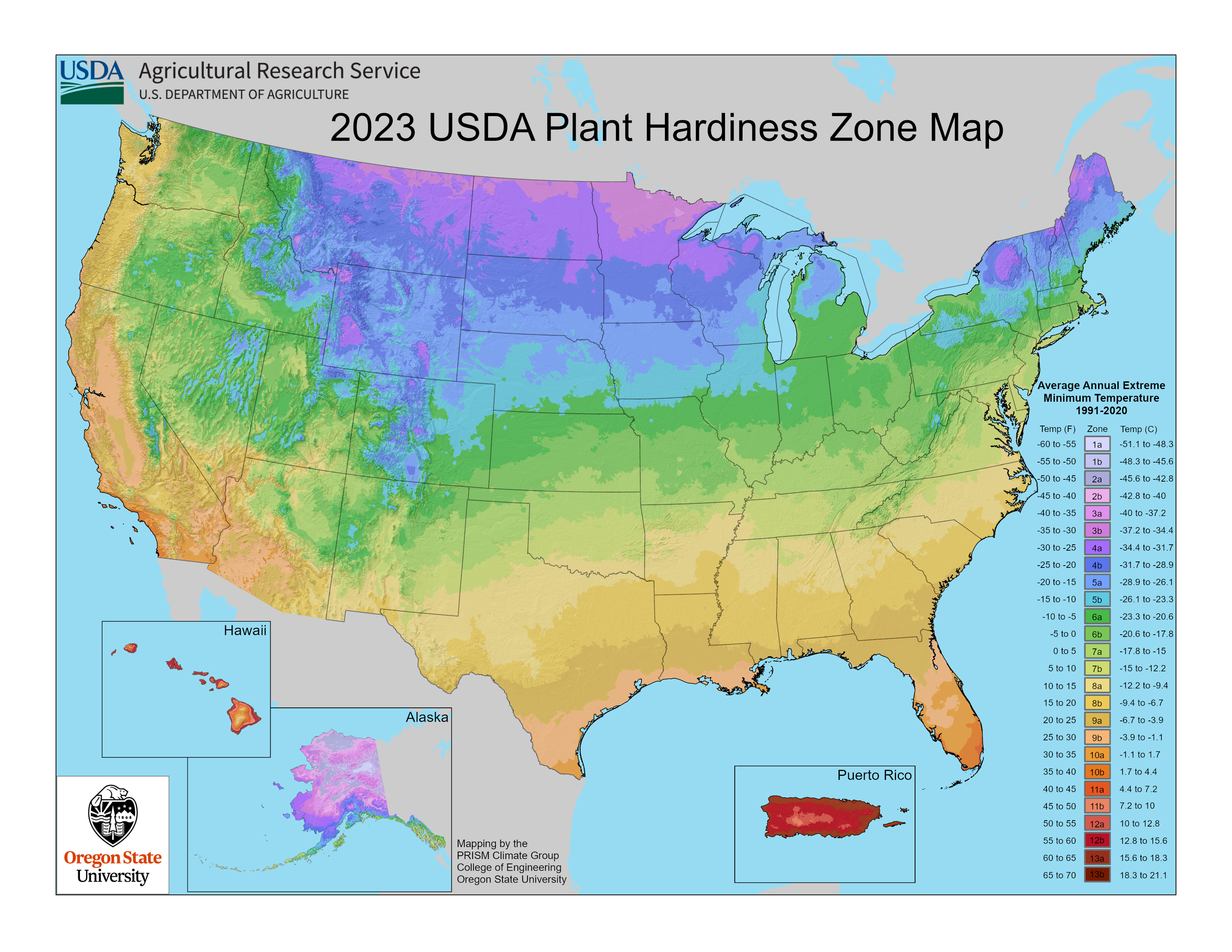 National USDA Plant Hardiness Map