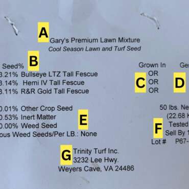 Grass Seed Label example